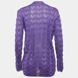 M Missoni Purple Chevon Knit Open Front Cardigan M