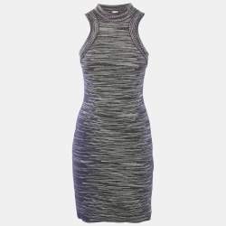 Pre Owned M Missoni Purple Lurex Knit Sleeveless Bodycon Dress S