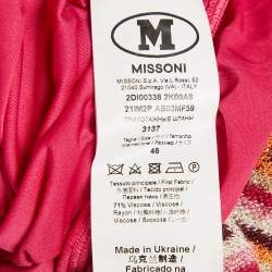Pre Owned M Missoni Pink Zig Zag Lurex Knit Trousers L