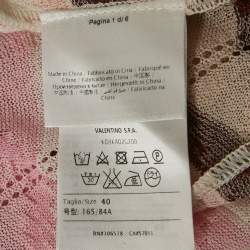 Pre Owned M Missoni Pink/Multicolor Chevron Pattern Knit Open Front Cardigan S