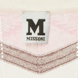 Pre Owned M Missoni Pink/Multicolor Chevron Pattern Knit Open Front Cardigan S