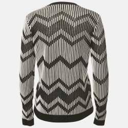 Pre Owned M Missoni Black/White Patterned Knit Button Front Cardigan S