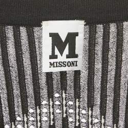 Pre Owned M Missoni Black/White Patterned Knit Button Front Cardigan S