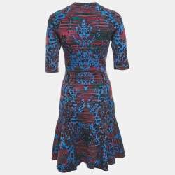 Pre Owned فستان قصير إنتارسيا أزرق/متعدد الألوان إم ميزوني مقاس متوسط