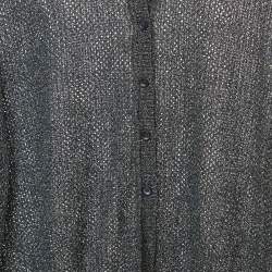 Pre Owned M Missoni Metallic Lurex Knit Button Down Cardigan L