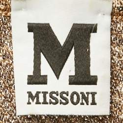 Pre Owned فستان قصير أم ميزوني بني مزخرف تريكو لوريكس كبير