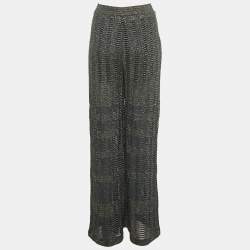 Pre Owned M Missoni Blue Patterned Lurex Knit Flared Trousers L