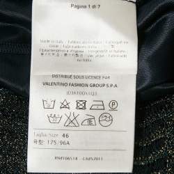 Pre Owned M Missoni Blue Patterned Lurex Knit Flared Trousers L