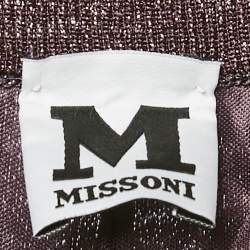 مملوكة مسبقًا بنطلون م ميسوني لوريكس تريكو مزخرف أرجواني نمط مترهل مقاس متوسط (ميديم)