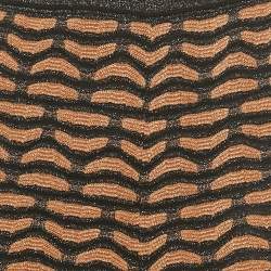 Pre Owned M Missoni Brown Patterned Lurex Knit Wide-Leg Pants M