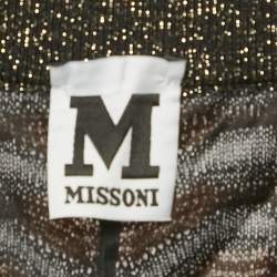 Pre Owned M Missoni Brown Patterned Lurex Knit Wide-Leg Pants M
