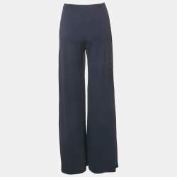 Pre Owned M Missoni Blue Jersey Wide Leg Trousers S
