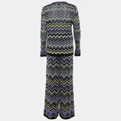 Pre Owned M Missoni Multicolor Patterned Lurex Knit Pants & Cardigan Set M