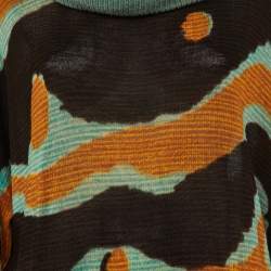 Pre Owned M Missoni Multicolor Printed Knit Oversized Collar Midi Dress L