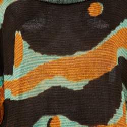 Pre Owned M Missoni Multicolor Printed Knit Oversized Collar Midi Dress L