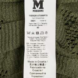 مملوكة مسبقًا M Missoni Olive Green Cotton Knit Sleeveless Mini Dress S