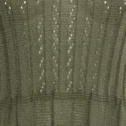 مملوكة مسبقًا M Missoni Olive Green Cotton Knit Sleeveless Mini Dress S