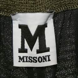 Pre Owned M Missoni Green Patterned Knit Wide Leg Trousers S