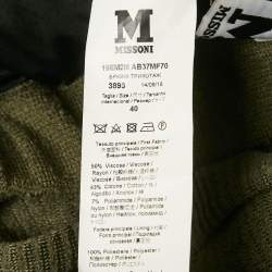 Pre Owned M Missoni Green Patterned Knit Wide Leg Trousers S