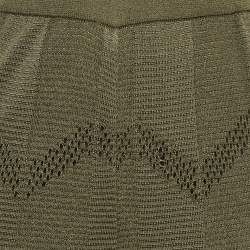 Pre Owned M Missoni Green Patterned Knit Wide Leg Trousers S