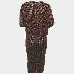 Pre Owned M Missoni Black/Red Patterned Knit Flared Mini Dress S