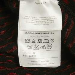 Pre Owned M Missoni Black/Red Patterned Knit Flared Mini Dress S