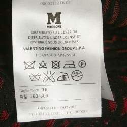 Pre Owned M Missoni Black/Red Patterned Knit Flared Mini Dress S