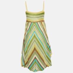 Pre Owned M Missoni Multicolor Chevron Patterned Knit Strappy Short Dress L 