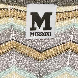 Pre Owned M Missoni Grey Zig Zag Lurex Knit Short Dress S
