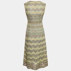 Pre Owned M Missoni Grey Zig Zag Lurex Knit Short Dress S