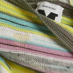 Pre Owned M Missoni Multicolor Stripe Cotton Blend Knit Short Sleeveless Dress M