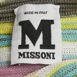 Pre Owned M Missoni Multicolor Stripe Cotton Blend Knit Short Sleeveless Dress M
