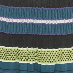 Pre Owned M Missoni Blue/Multicolor Patterned Knit Maxi Skirt S