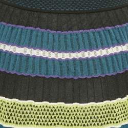 Pre Owned M Missoni Blue/Multicolor Patterned Knit Maxi Skirt S