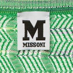 Pre Owned M Missoni Green Striped Zig Zag Knit Jumper M