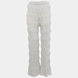 Pre Owned M Missoni Grey Zig Zag Wool Knit Flared Pants M