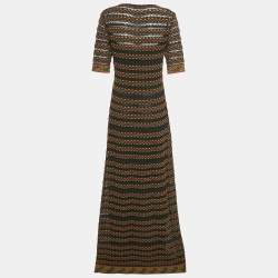 Pre Owned M Missoni Black/Multicolor Patterned Knit Maxi Dress L