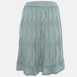 Pre Owned M Missoni Mint Green Wool Blend Patterned Knit Mini Skirt S