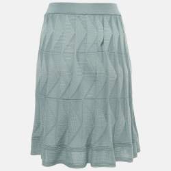 Pre Owned M Missoni Mint Green Wool Blend Patterned Knit Mini Skirt S