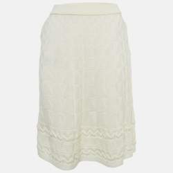 Pre Owned M Missoni Cream Wool Blend Patterned Knit Short Skirt S