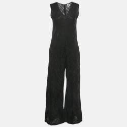 Pre Owned M Missoni Black Jacquard Lurex Knit Sleeveless Jumpsuit S