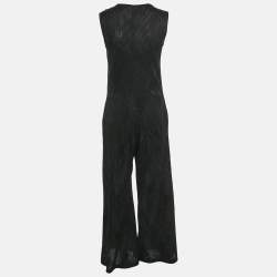 Pre Owned M Missoni Black Jacquard Lurex Knit Sleeveless Jumpsuit S