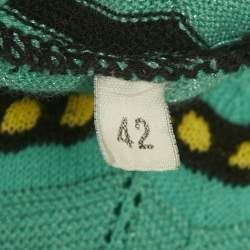 Pre Owned M Missoni Blue Zig Zag Knit Maxi Dress M