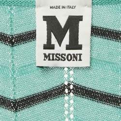 Pre Owned M Missoni Blue Zig Zag Knit Maxi Dress M
