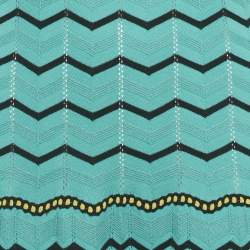 Pre Owned M Missoni Blue Zig Zag Knit Maxi Dress M