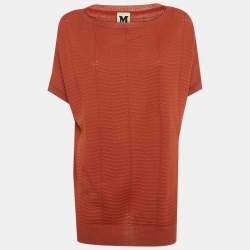Pre Owned M Missoni Burnt Orange Patterned Knit Top M