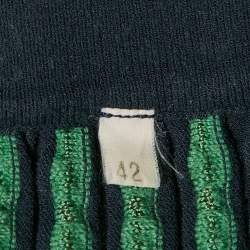 Pre Owned M Missoni Navy Blue/Green Stretch Knit Flared Short Skirt M