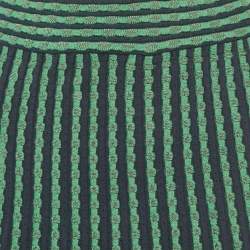 Pre Owned M Missoni Navy Blue/Green Stretch Knit Flared Short Skirt M