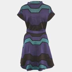 Pre Owned M Missoni Purple Knit Patterned Top & Skirt Set M