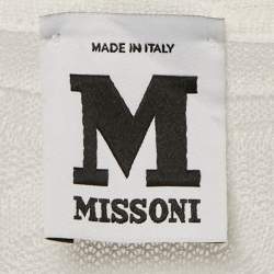 Pre Owned M Missoni White Patterned Knit Round Neck Top L